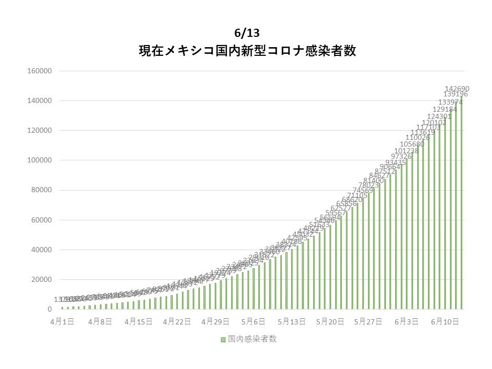 6 13更新 感染者142 690名 メキシコの新型コロナウイルス感染者数と対策 メヒナビ